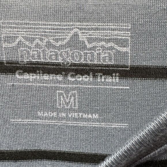 Patagonia Capilene Cool Trail Shirt Mens M Striped Short Sleeve Athletic Top - Picture 4 of 9